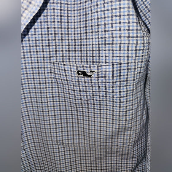 Vinyard Vines Men's Navy Plaid Button-Down Shirt - Picture 2 of 8